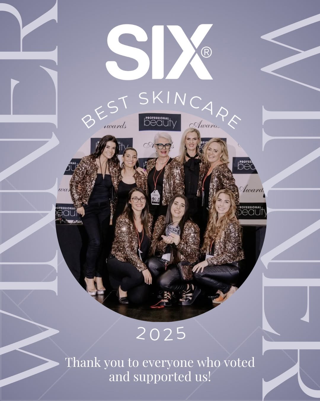 SIX Best Skincare winner at the 2025 Professional Beauty Awards