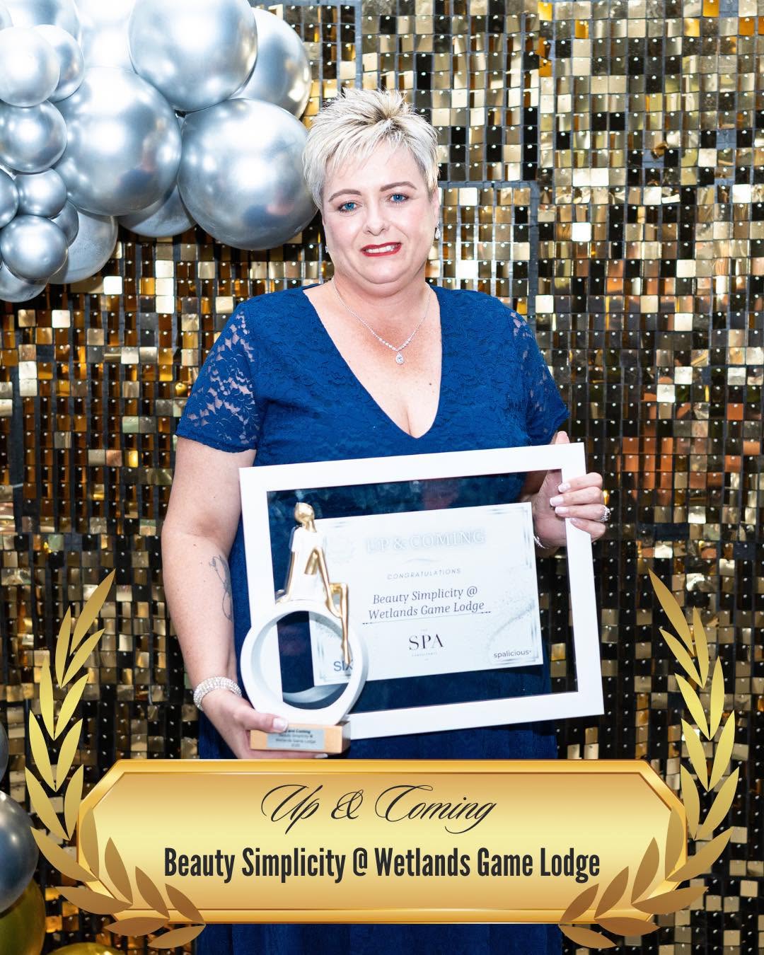 Charise Beeslaar with the 2025 Up and Coming Award for Beauty Simplicity at Wetlands Game Lodge
