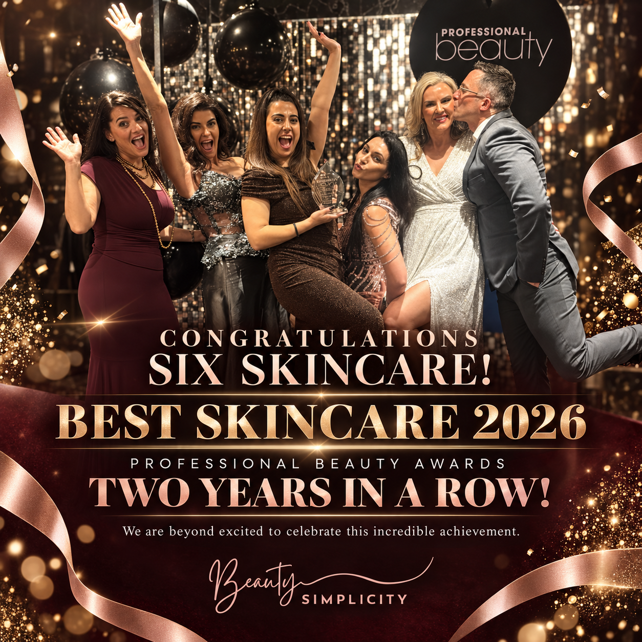 SIX Skincare celebrates winning Best Skincare 2026 at the Professional Beauty Awards
