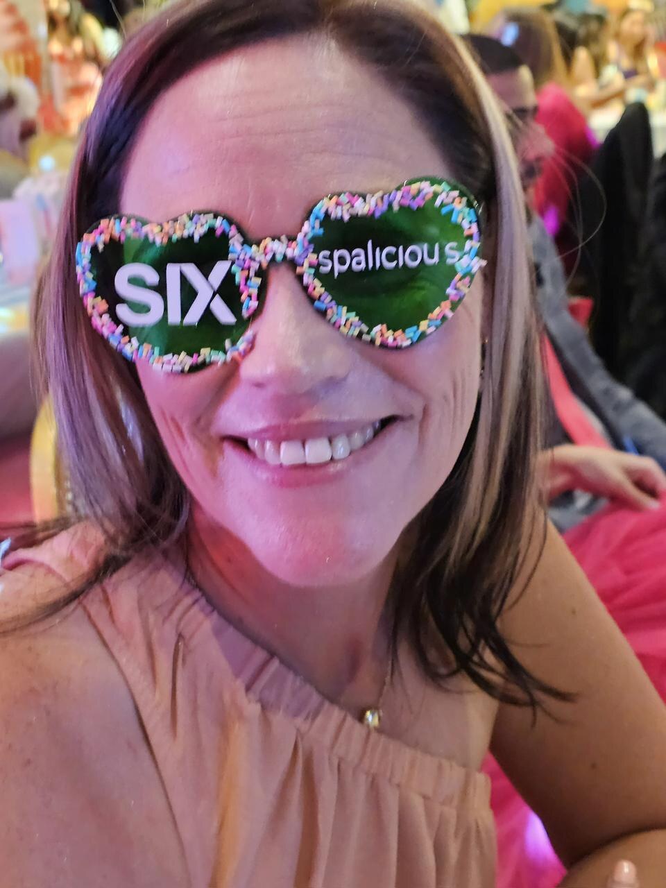 Guest wearing SIX and Spalicious Candyland glasses