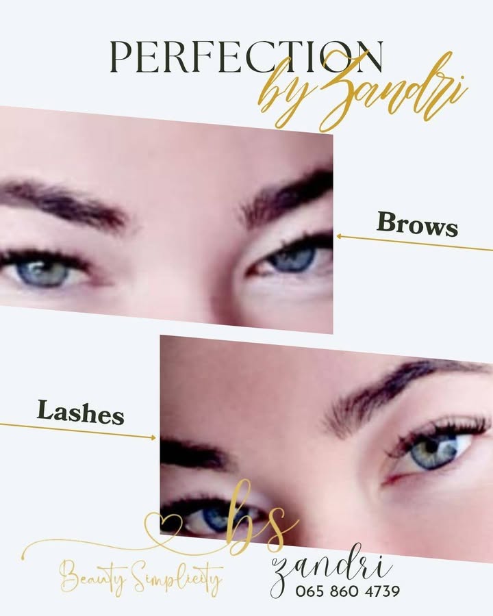 Brow and lash styling result by Zandri