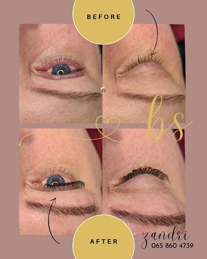 Before and after lash enhancement by Zandri