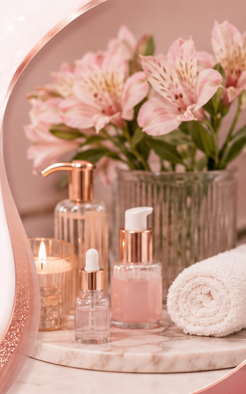 Elegant skincare and spa setting